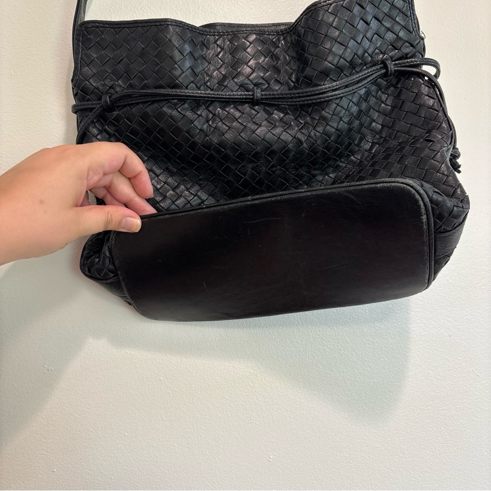 Ashneil vintage leather bucket bag purse woven black - Picture 8 of 10